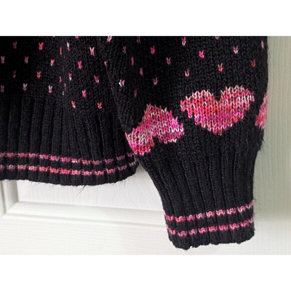 Torrid V Neck Cardigan Sweater Womens 2X Black Pink Heart Button Down Tight Knit - Picture 4 of 9